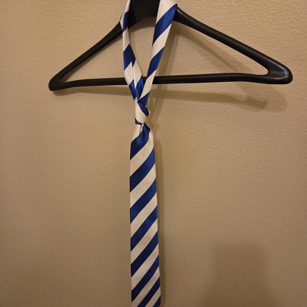 Blue and White Striped Tie